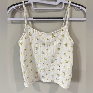 American Eagle White & Yellow Floral Cami